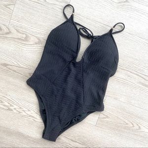 Lucky Brand Shoreline Chic Black One Piece